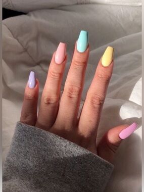 Pastel Coffin Press-On Nails - Multi Color